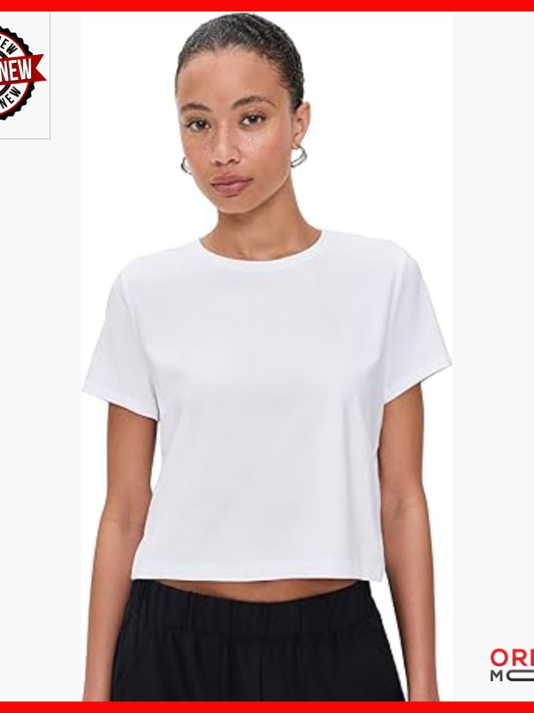 Lightweight Cropped Tee, Fitted Fit, Polyester Blend, Activewear Top